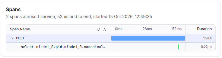 Screenshot of a trace